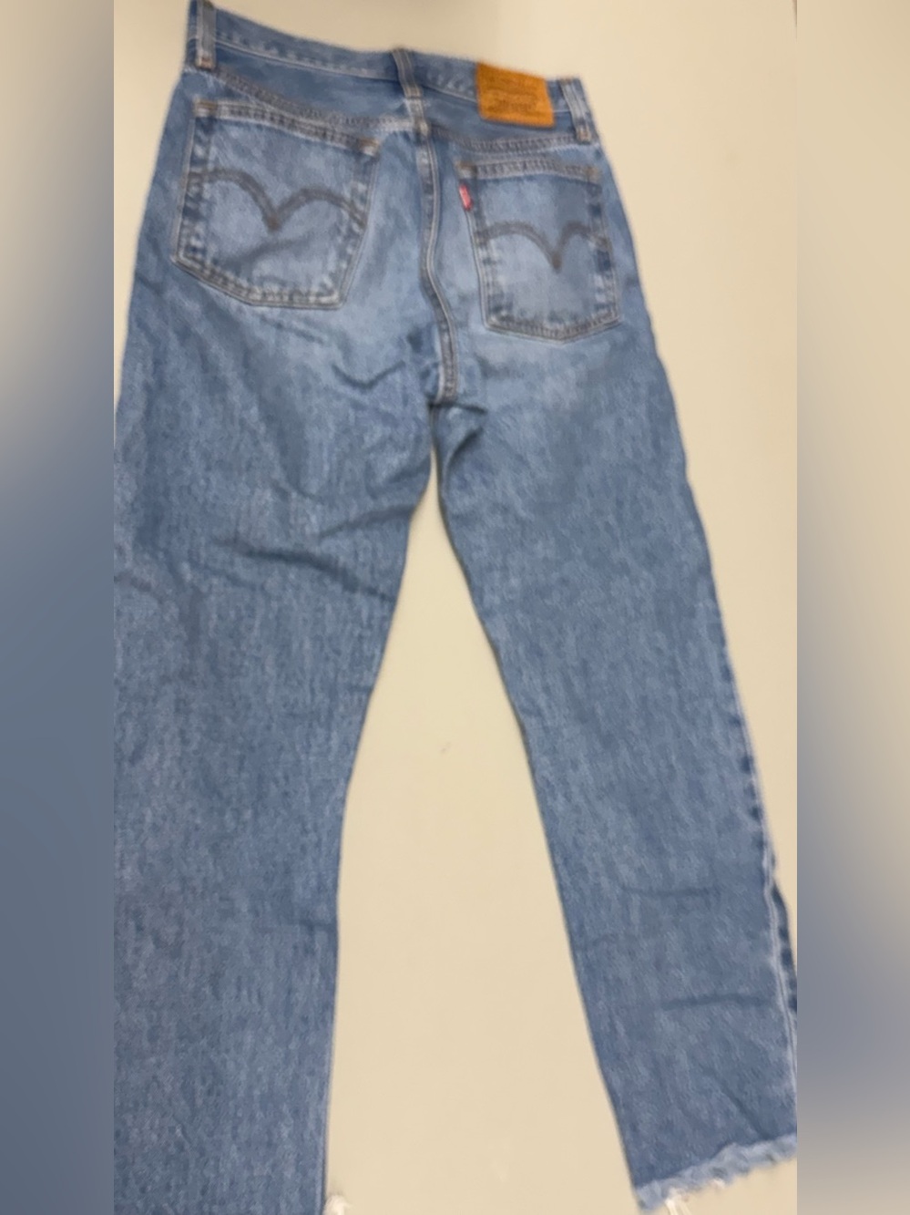 Levi's Light Blue Women’s Wedgie Straight-Leg Distressed Denim Blue Jeans size25